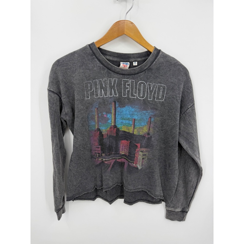 Junk Food Pink Floyd Animals Sweatshirt Womens Medium Charcoal Acid Wash Graphic